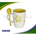 haonai new item ceramic mug with spoon